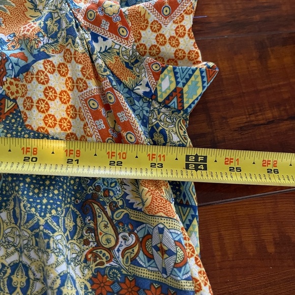 Jones New York Shirt Top Blue Orange Scoop Neck Short Sleeve Floral Size 3x - Picture 7 of 9